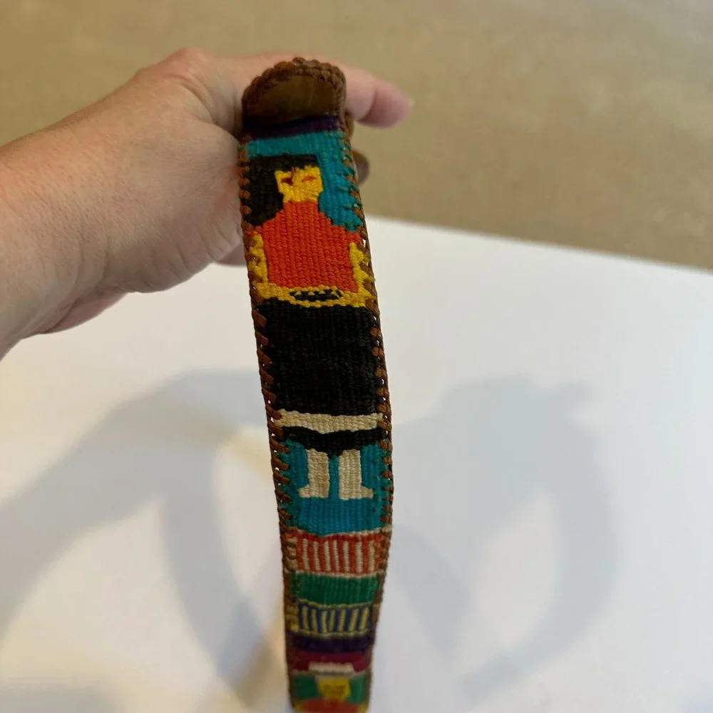 Guatemala Belt Leather Art Embossed Artisan Embroidery People Handcraft Size 28